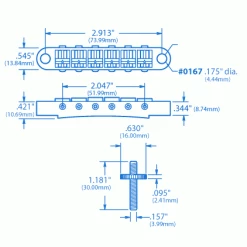 Gotoh Tune-o-matic Bridge With Standard Posts - StewMac 11 Gotoh Tune-o-matic Bridge With Standard Posts - StewMac -Kit Melody Sales Store 0167 1spec