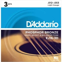 D'Addario Phosphor Bronze Wound Acoustic Guitar Strings, 3-pack - StewMac -Kit Melody Sales Store 10516 3 1800