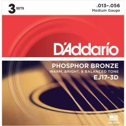 D'Addario Phosphor Bronze Wound Acoustic Guitar Strings, 3-pack - StewMac -Kit Melody Sales Store 10516 4 1800