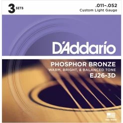 D'Addario Phosphor Bronze Wound Acoustic Guitar Strings, 3-pack - StewMac -Kit Melody Sales Store 10516 5 1800