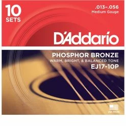 D'Addario Phosphor Bronze Wound Acoustic Guitar Strings, 10-pack - StewMac -Kit Melody Sales Store 10520 3 3000