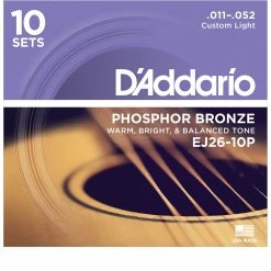 D'Addario Phosphor Bronze Wound Acoustic Guitar Strings, 10-pack - StewMac -Kit Melody Sales Store 10520 4 3000