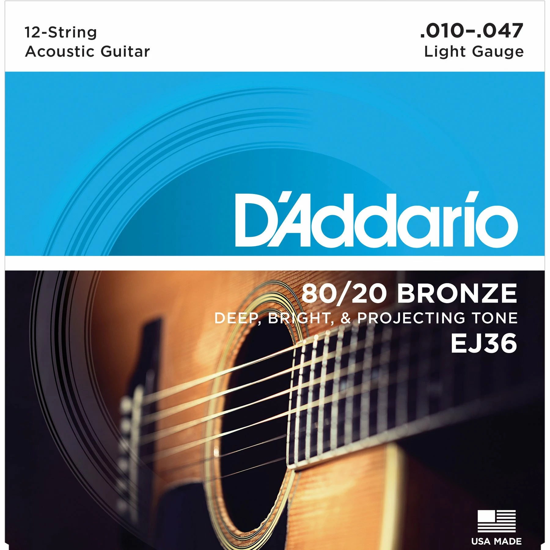 D'Addario 80/20 Bronze Wound 12-string Acoustic Guitar Strings - StewMac 3 D'Addario 80/20 Bronze Wound 12-string Acoustic Guitar Strings - StewMac