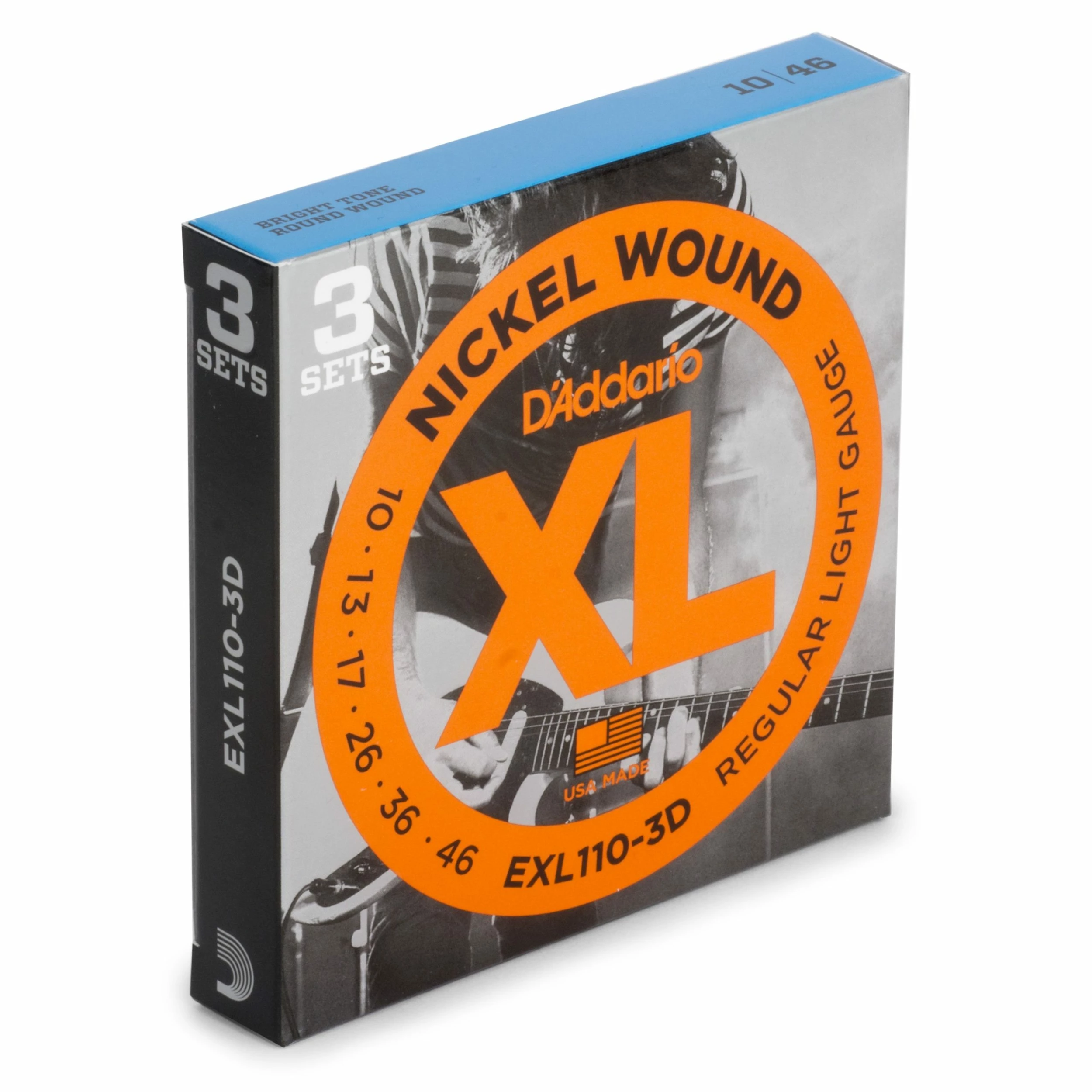 D'Addario XL Nickel Wound Electric Guitar Strings, 3-pack - StewMac 3 D'Addario XL Nickel Wound Electric Guitar Strings, 3-pack - StewMac