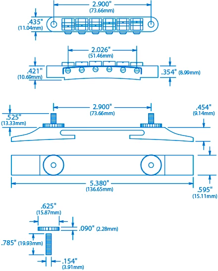 Tune-o-matic Bridge For Archtop Guitar - StewMac 4 Tune-o-matic Bridge For Archtop Guitar - StewMac - Image 2