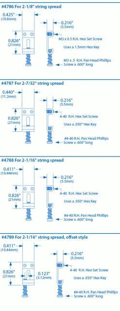 KTS Titanium Saddles For Strat - Set Of 6 - StewMac -Kit Melody Sales Store 4786 spec