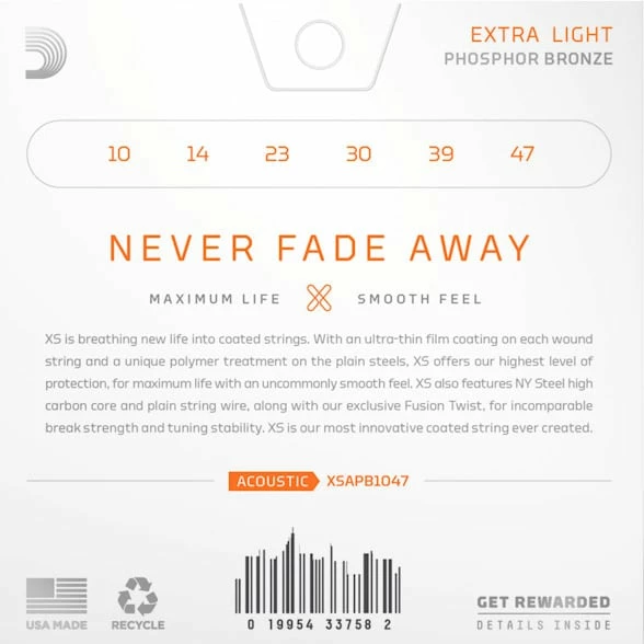 D'Addario XS Phosphor Bronze Acoustic Guitar Strings - StewMac 4 D'Addario XS Phosphor Bronze Acoustic Guitar Strings - StewMac - Image 2